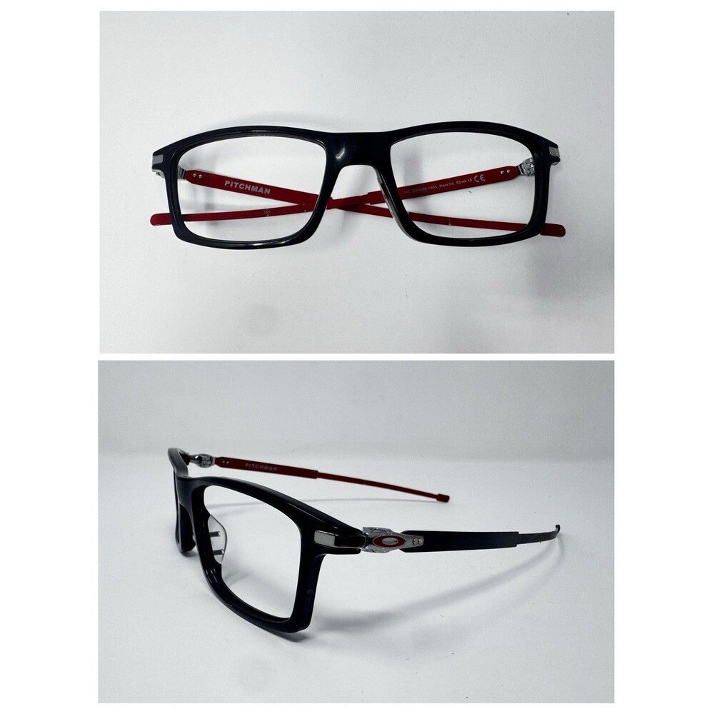 Oakley Pitchman OX8050-1563 Black Ink Red Eyeglass Frames 53-18-140 Authentic
